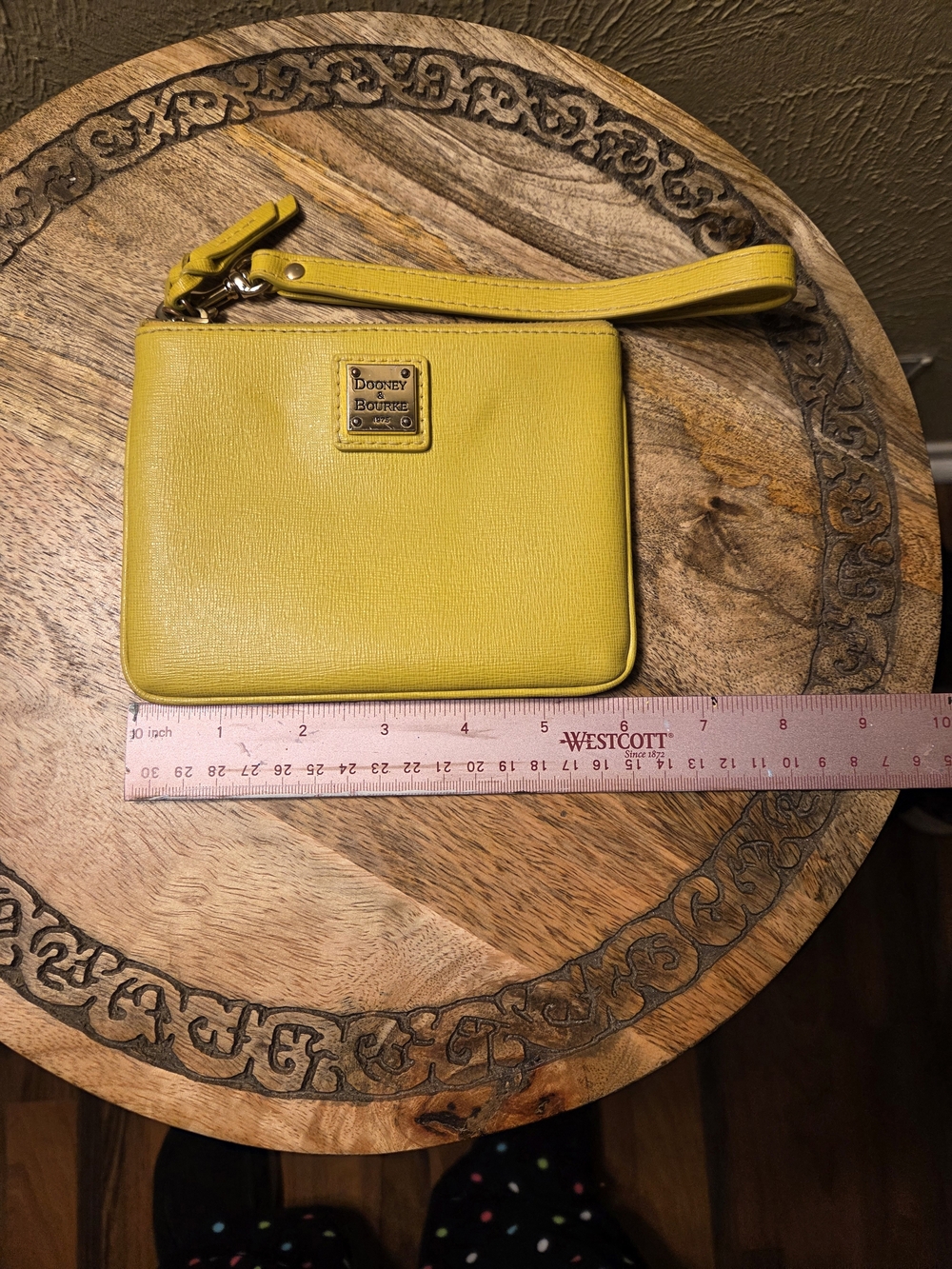 Dooney & Bourke Dandelion Yellow Leather Wristlet Pouch - Picture 13 of 13